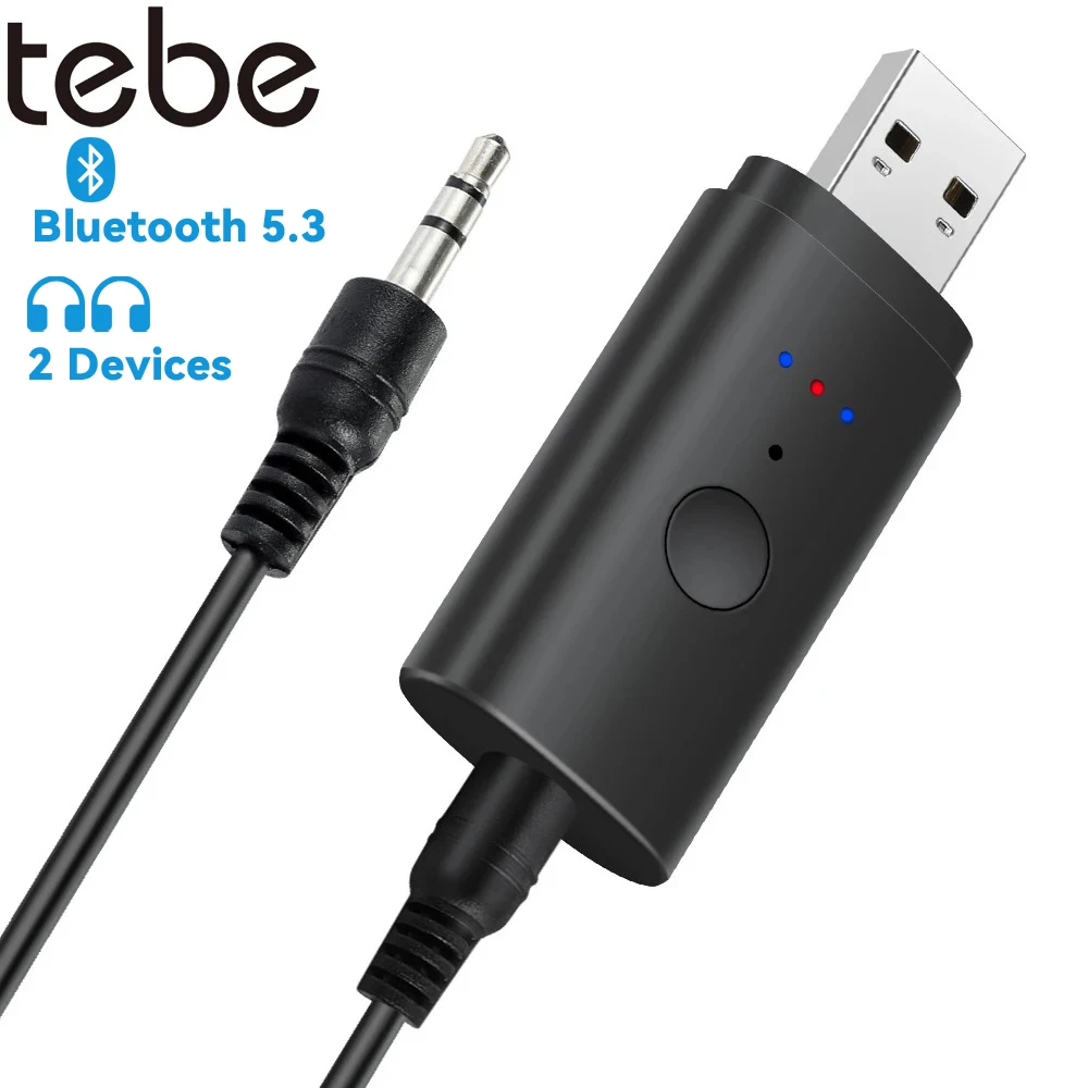 tebe USB Bluetooth Audio Transmitter Adapter 3.5mm Aux Wireless Stereo Music Adapter for Computer PS3/4 TV Speaker