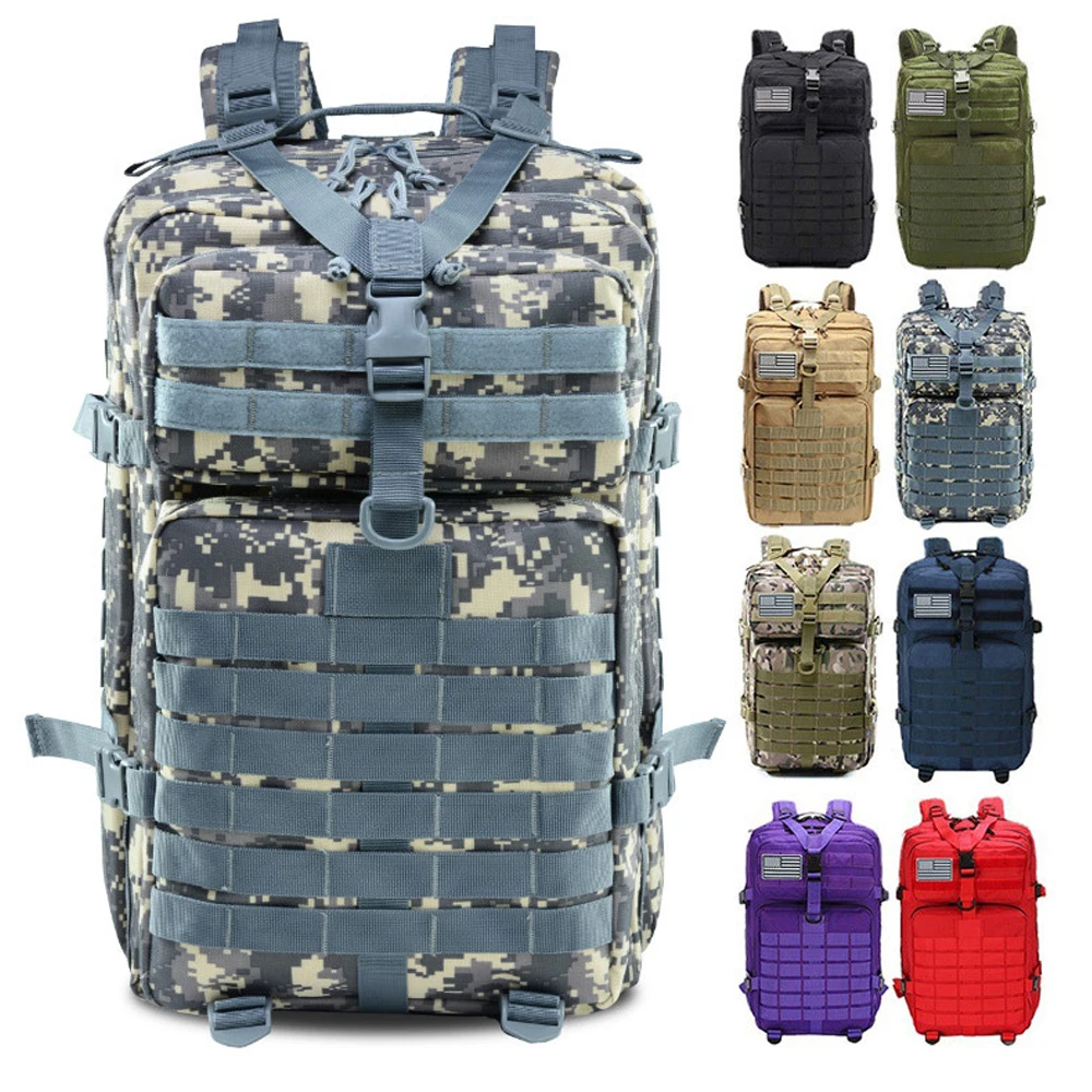 

Large Capacity 3P Tactical Backpack Off-road Hiking Camping Riding Rucksack Waterproof Oxford Cloth Molle System Hunting Bags