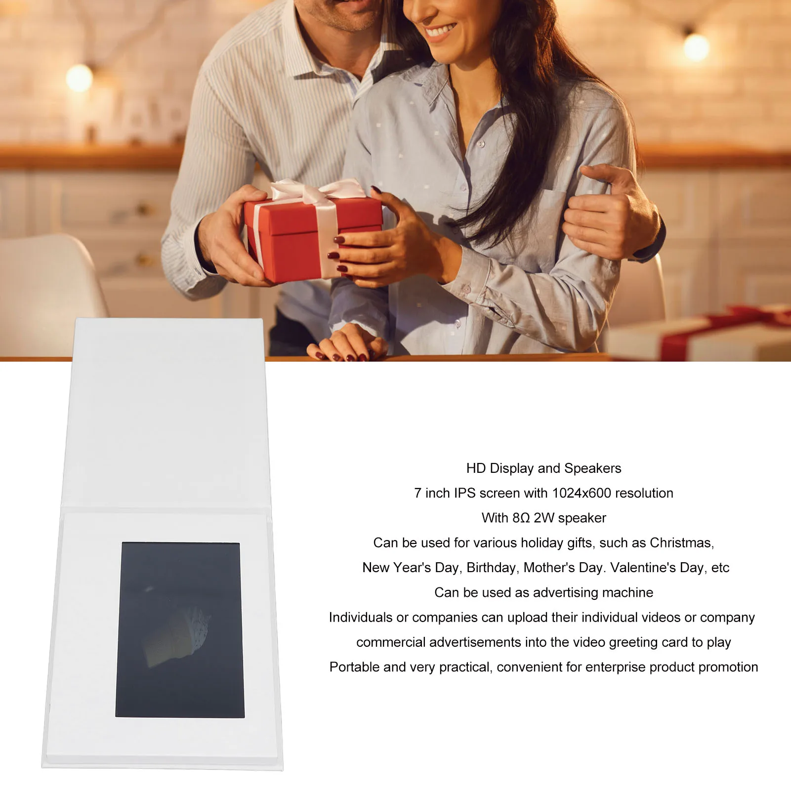 Video Greeting Card HD 7 Inch Touchscreen 4GB Memory Electronic Video Brochure for Birthday Advertising Electronic Brochure