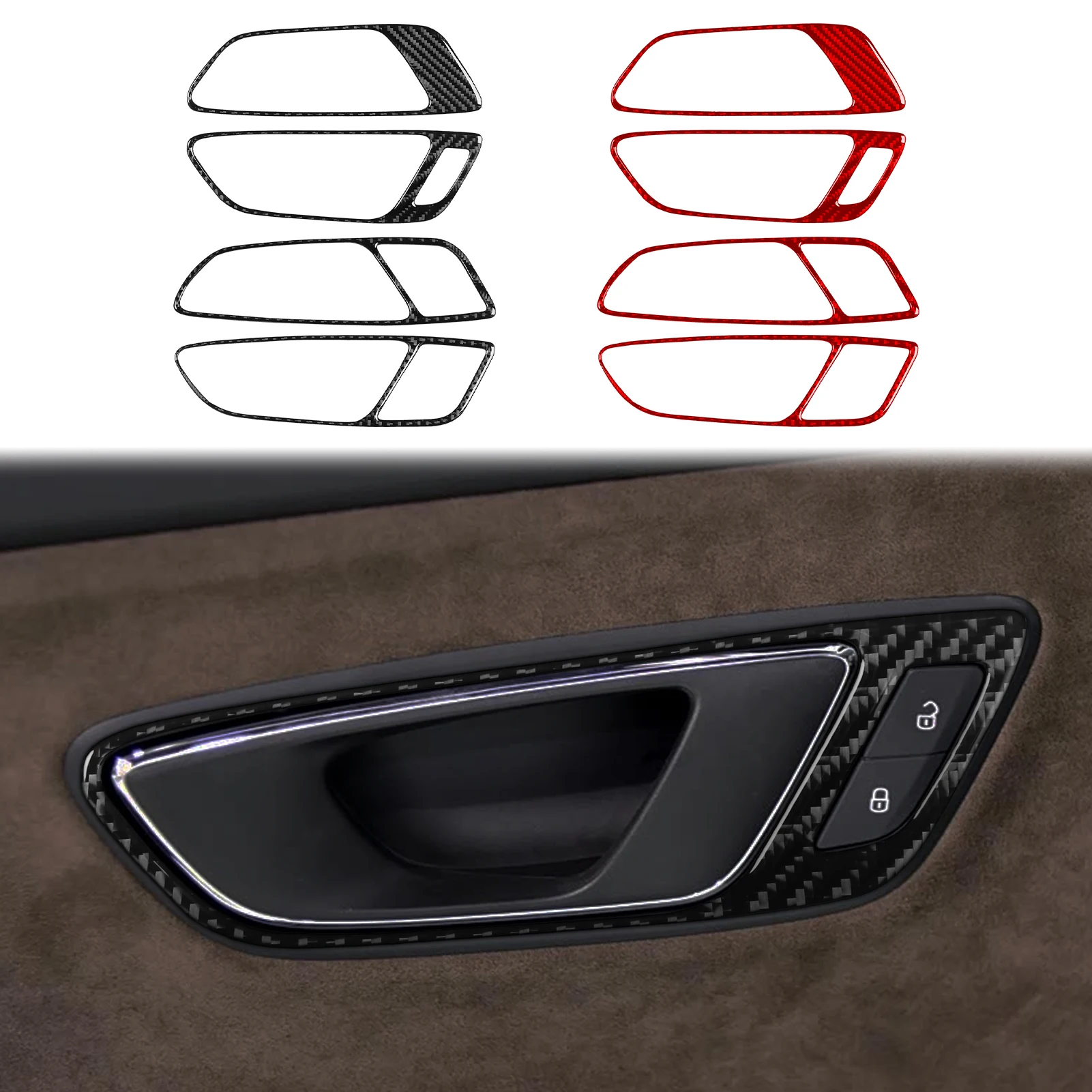 

For Seat Leon MK3 2013 2014 2015 LHD RHD Car Door Handle Panel Trim Real Soft Carbon Fiber Sticker Trim Interior Accessories