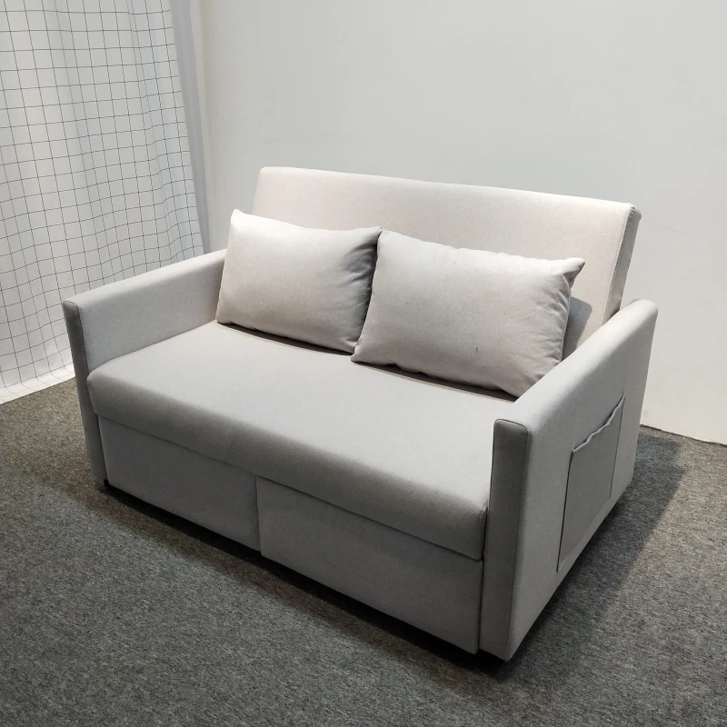 Office Waiting Room Corner Small Space Fabric Folding Sleeper Two Seat Sofa Bed Modern Design