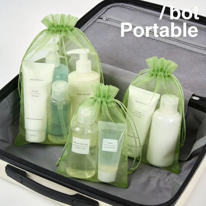 100Pcs Army Green Organza Bags Sheer Drawstring Gift Pouches for Wedding Birthday Party Jewelry Candy Packaging Bags