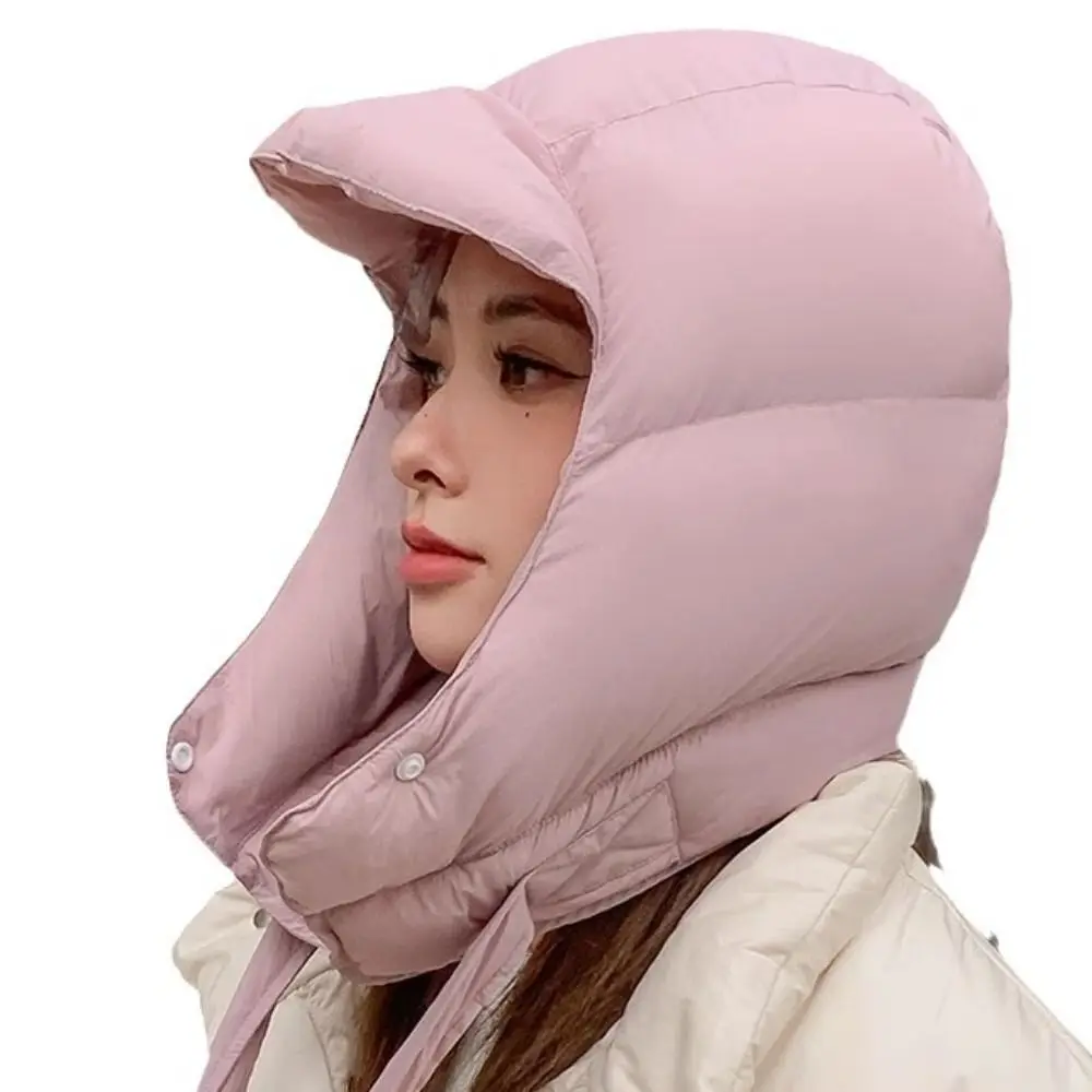 Mode Effen Kleur Gewatteerde Pullover Cap Winddichte Koreaanse Stijl Bivakmuts Hoofddoek Harajuku Gezwollen Oorbeschermkap Meisjes