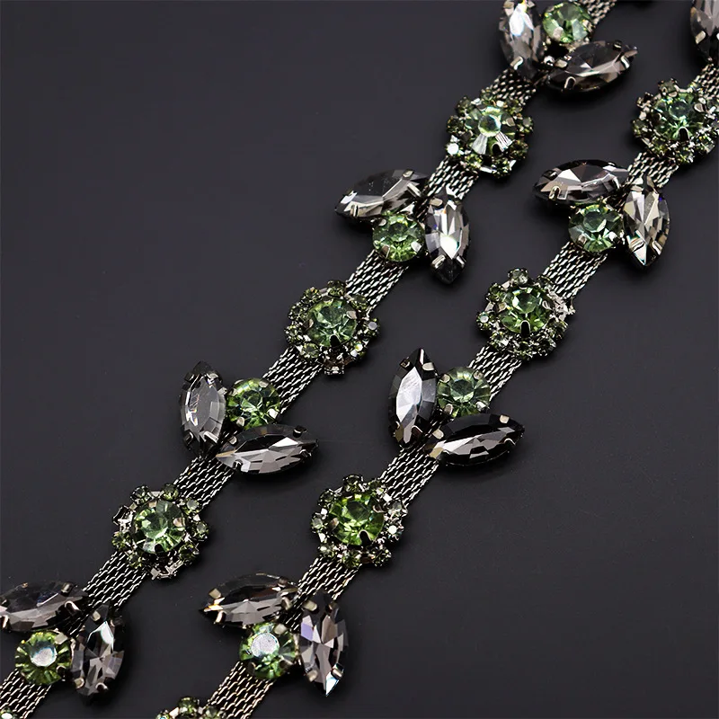 Sunflowers Rhinestone Ribbon Leaves Crystal Rhinestone Chain Trim for DIY Clothes Accessory Dress Belts Headpiece Jewelry Making