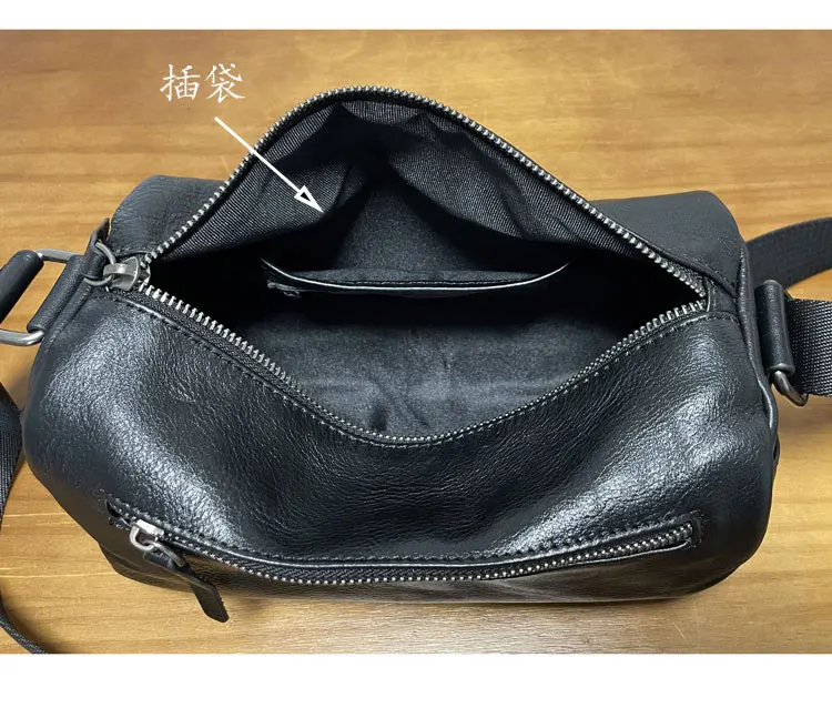 daily work travel luxury organizers designers handmade genuine leather men's black shoulder bag real cow leather crossbody bag