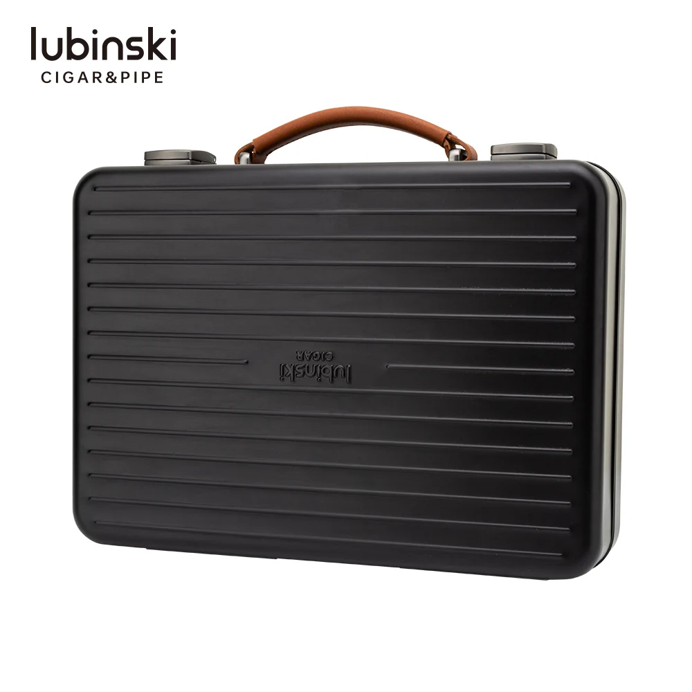 New coming Lubinski Aluminum magnesium alloy  Humidor of 20 piece cigar with Cedar wood for business or travel