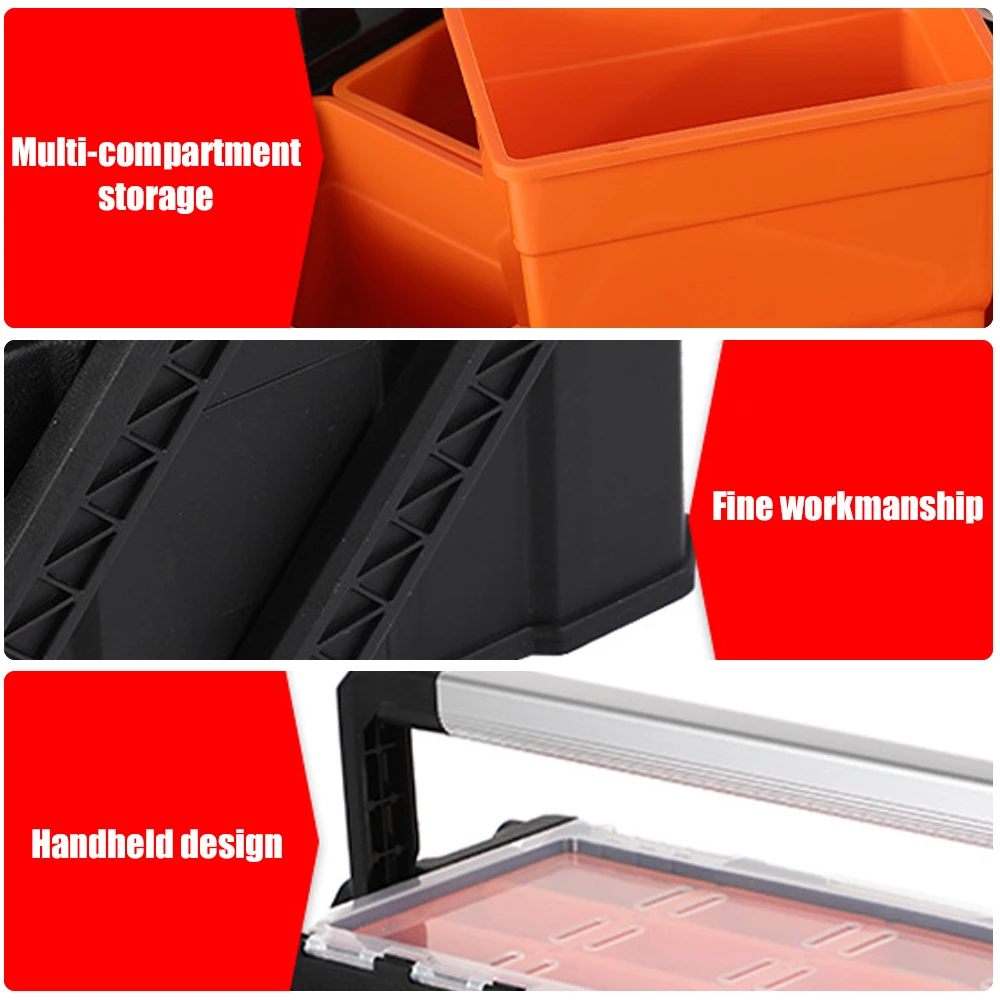 Portable Parts Storage Box Large Toolbox Plastic Tool Box Hardware Screws Organizer Multi-grid Tool Box for Mechanics