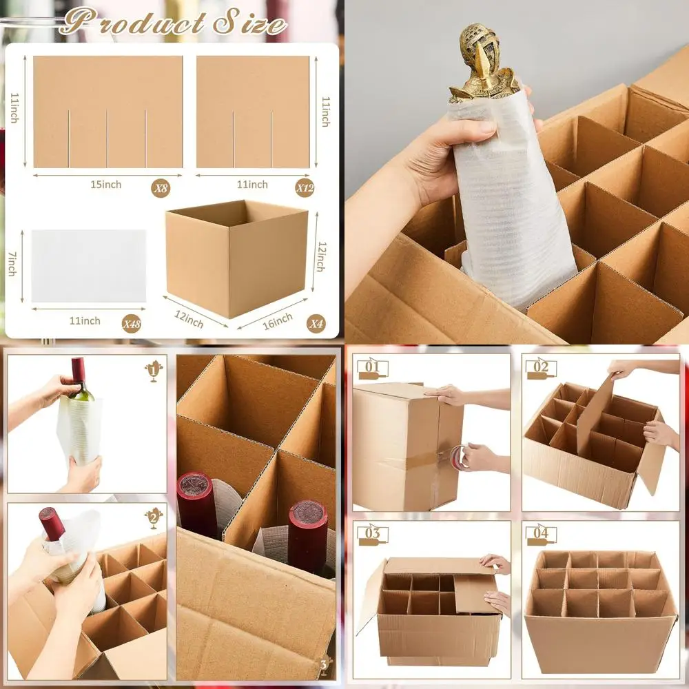 

Набор из 6 коробок для переезда с разделителями 16x12x12, 10 гофрированными разделителями и 24 пенопластовыми пакетами для упаковки кухонных принадлежностей и посуды