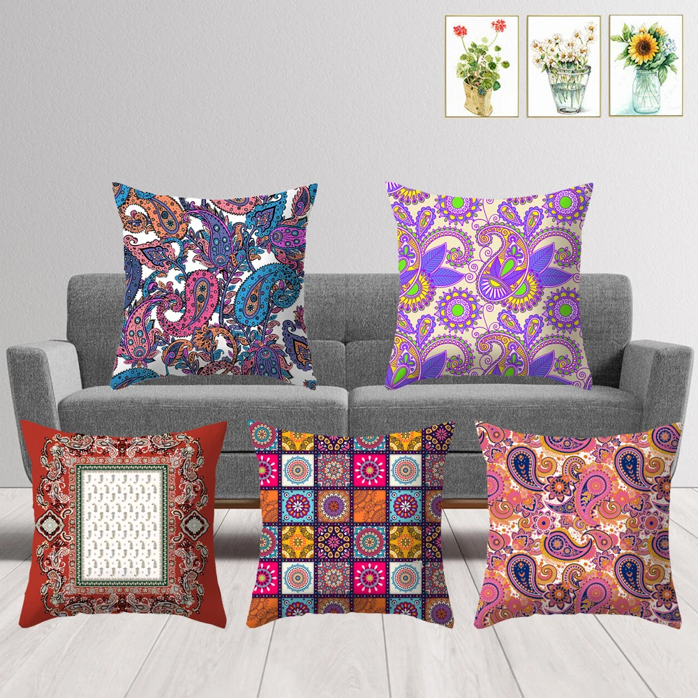 

Colorful Geometric Cushion Cover Office Sofa Pillowcase Ethnic Style Home Decor