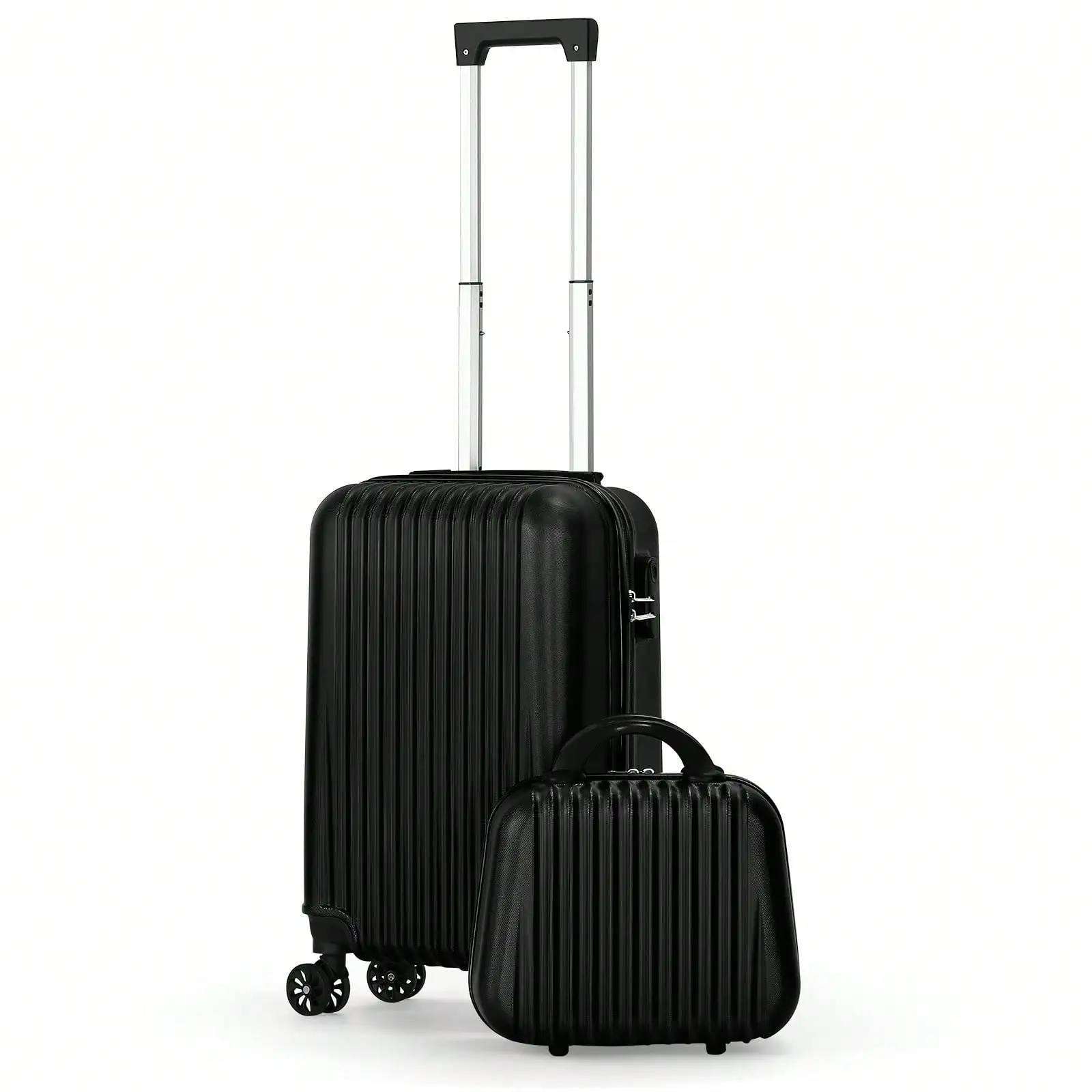2-Piece Lightweight Carry-On Spinner Luggage Set, Black