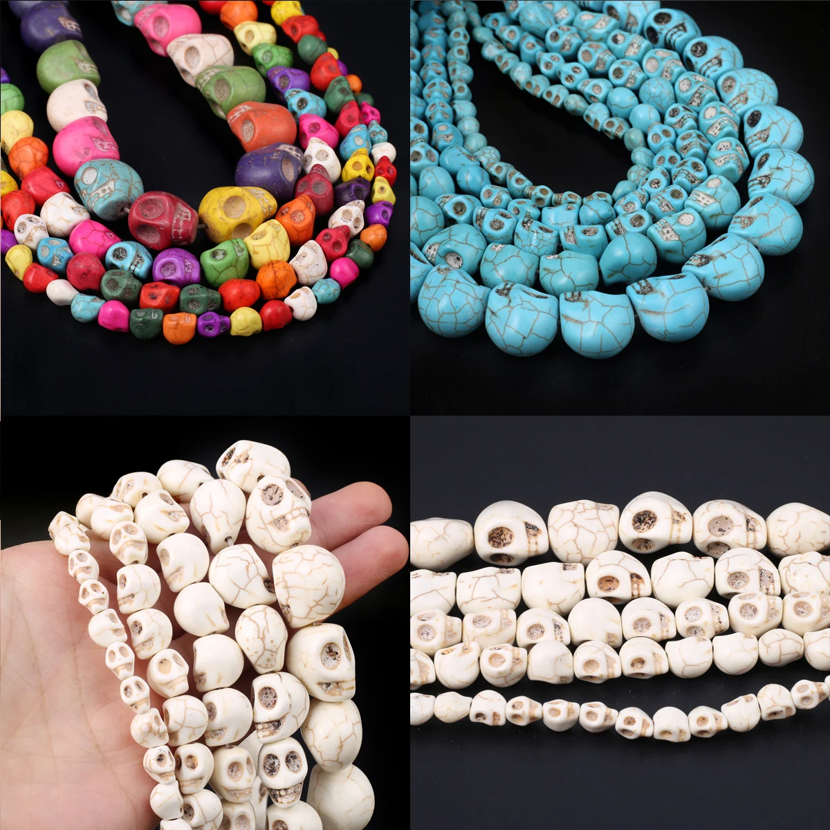 Mix Color Carved Turquoises Skull Loose isolation Beads Making Bracelet Earrings Jewelry Accessories Gift 8/10/12/15/18mm