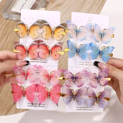 4/6Pcs Colorful Butterfly Hairpins Girl Hair Clips Barrettes Women Sweet Hair Ornament Rainbow Headwear Fashion Hair Accessories