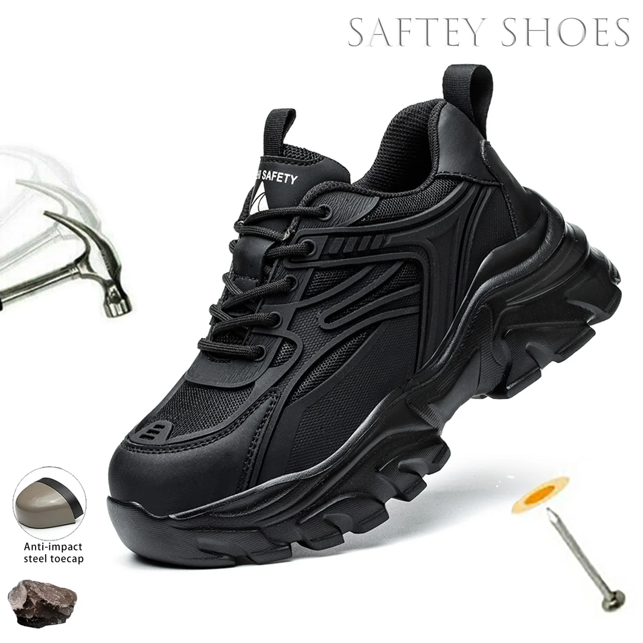 

Platform Boots Steel Toe Safety Shoes for Women Work Boots Safety Indestructible Shoes Anti-smash Puncture-Proof Work Shoes