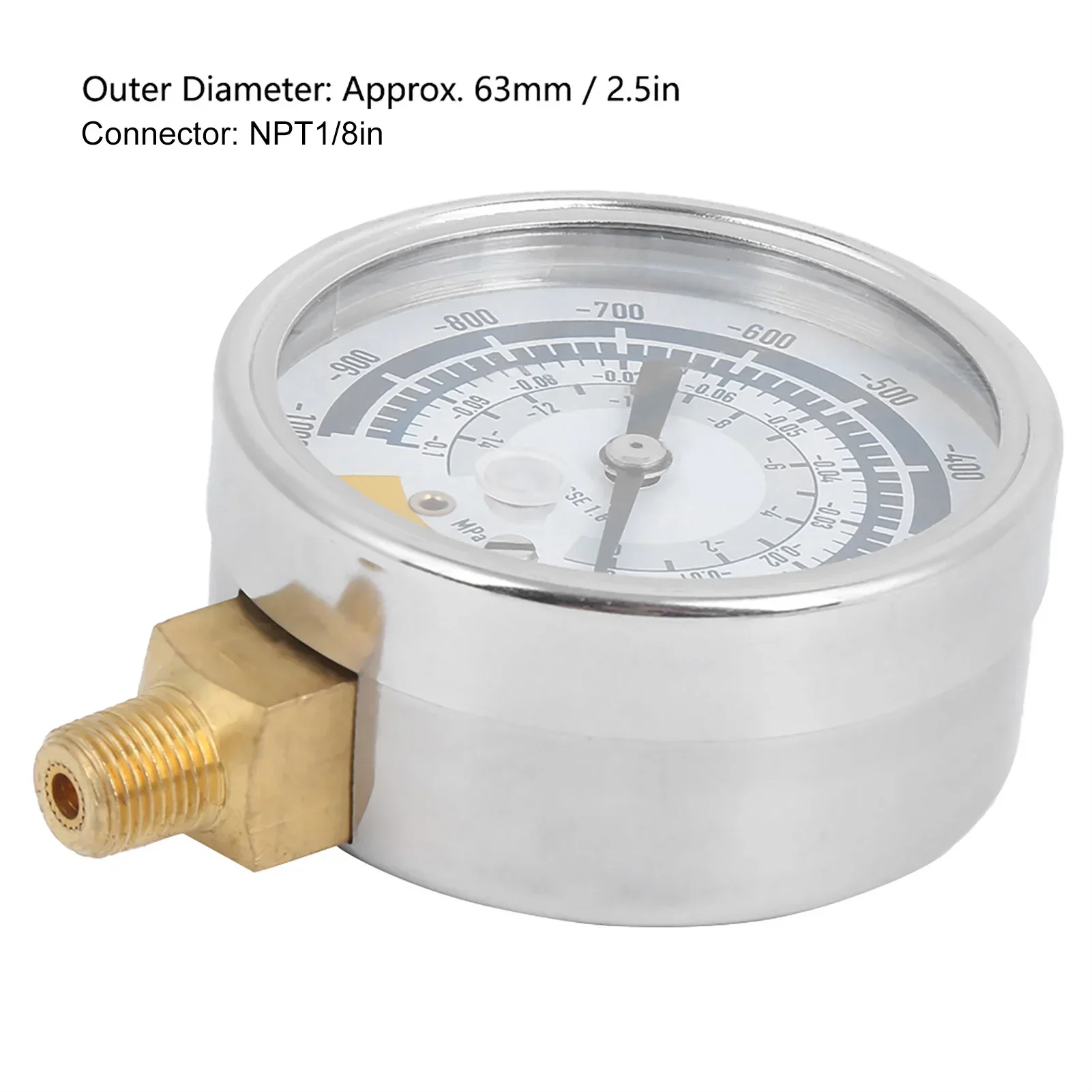 مقياس الضغط أداة قياس الهواء الدقيقة لمضخة تفريغ 0‐14psi NPT 1/8in موصل مقياس التخلخل 0‐14psi قياس الضغط