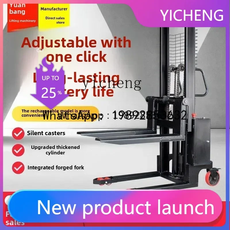 

manual stacker forklift hydraulic lift small loading and unloading forklift