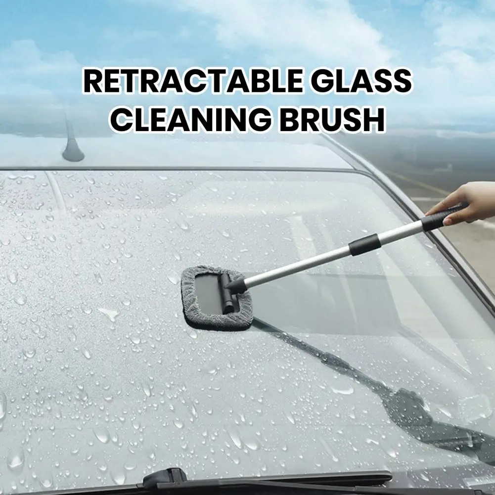 

Easy-to-use Brush Brush with Microfiber Cloth Cover Car Windshield Brush Retractable Handle 180° Rotating Head 2 Microfiber