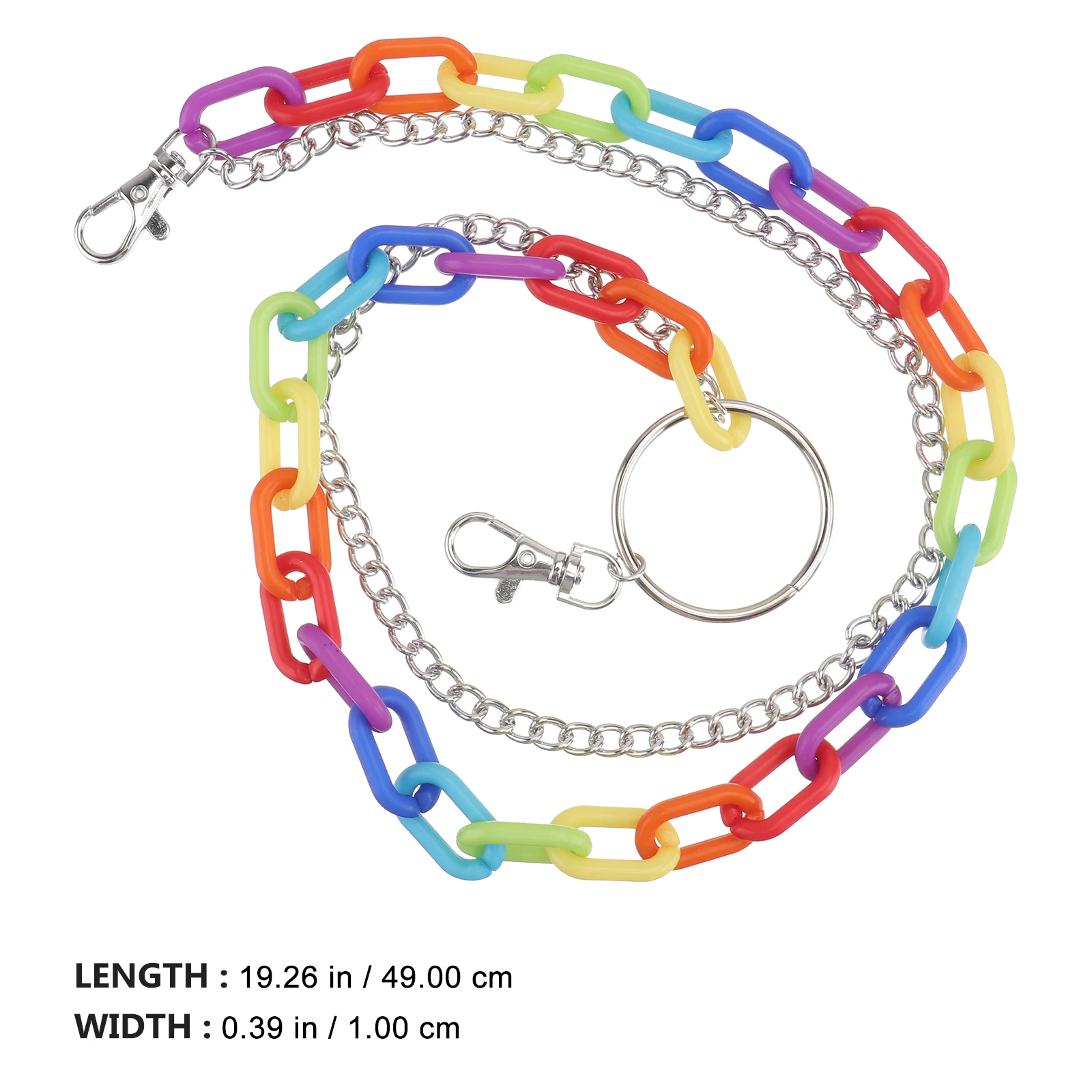 

1pc Stylish Rainbow Waist Chain Pants Decor Colorful Belt Metal Wear-Resistant Chic Fashion Jewelry for Girls Pocket Acrylic
