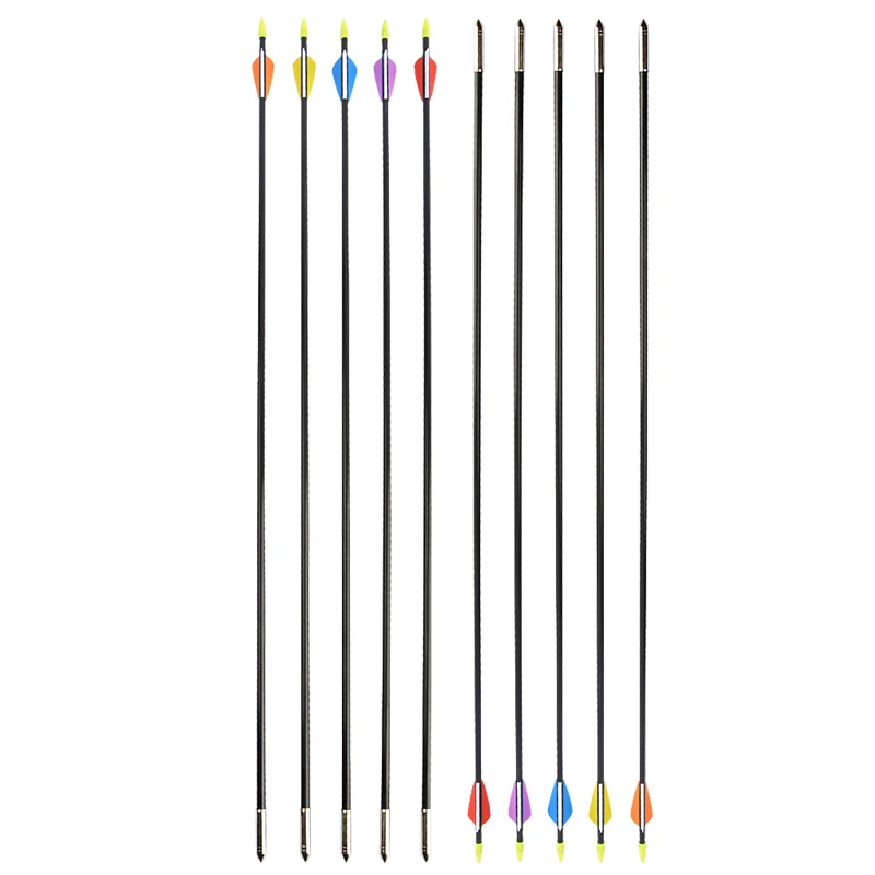 

6/12Pcs 31inch Archery Fiberglass Arrow ID 7mm with 2.5" Rubber Feathers for Recurve Compound Bow Hunting Shooting Accessories