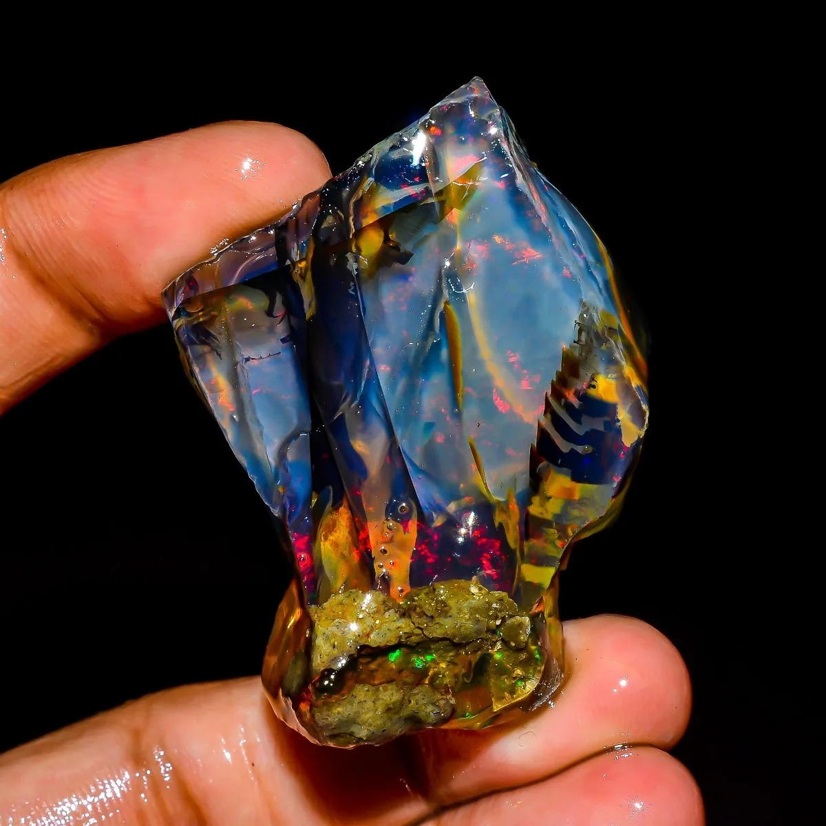 Natural Ethiopian Opal Rough 25-80CT Crystal Fire Opal Play Of Color Jewelry Making Randomly Selected One view 2
