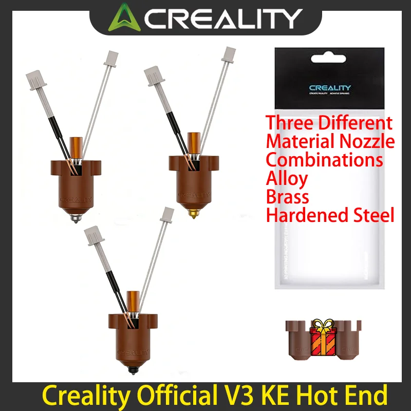 

Creality Official V3 KE Hot End Три комбинации насадок из разных материалов, сплав, латунь, закаленная сталь для V3 KE 3D Pinter