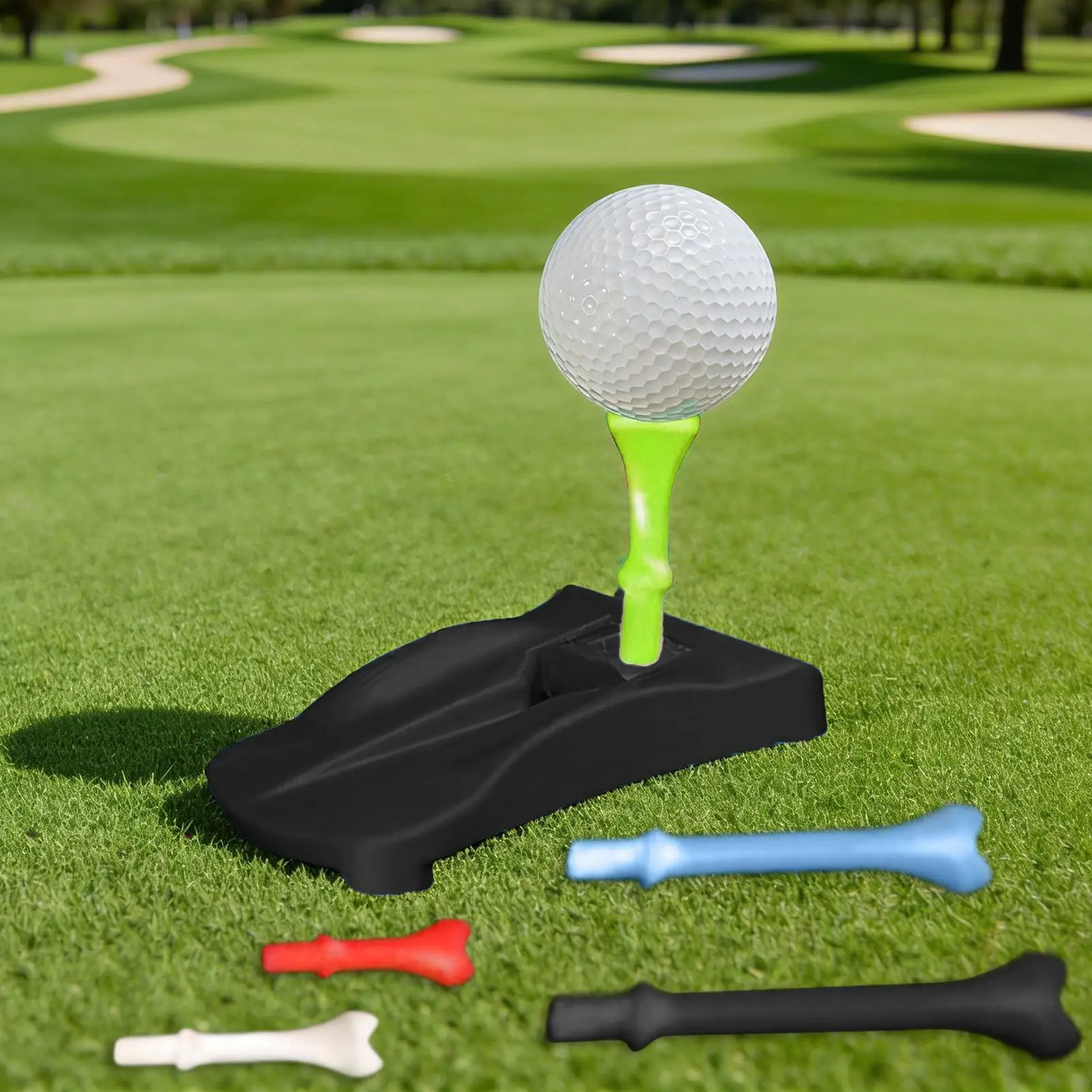 Golf Turf Base Holder with 5 Pre-Cut Simulator Tees Golf Tee Base for Golfer Driving Range Hitting Mat Training Game Outdoor