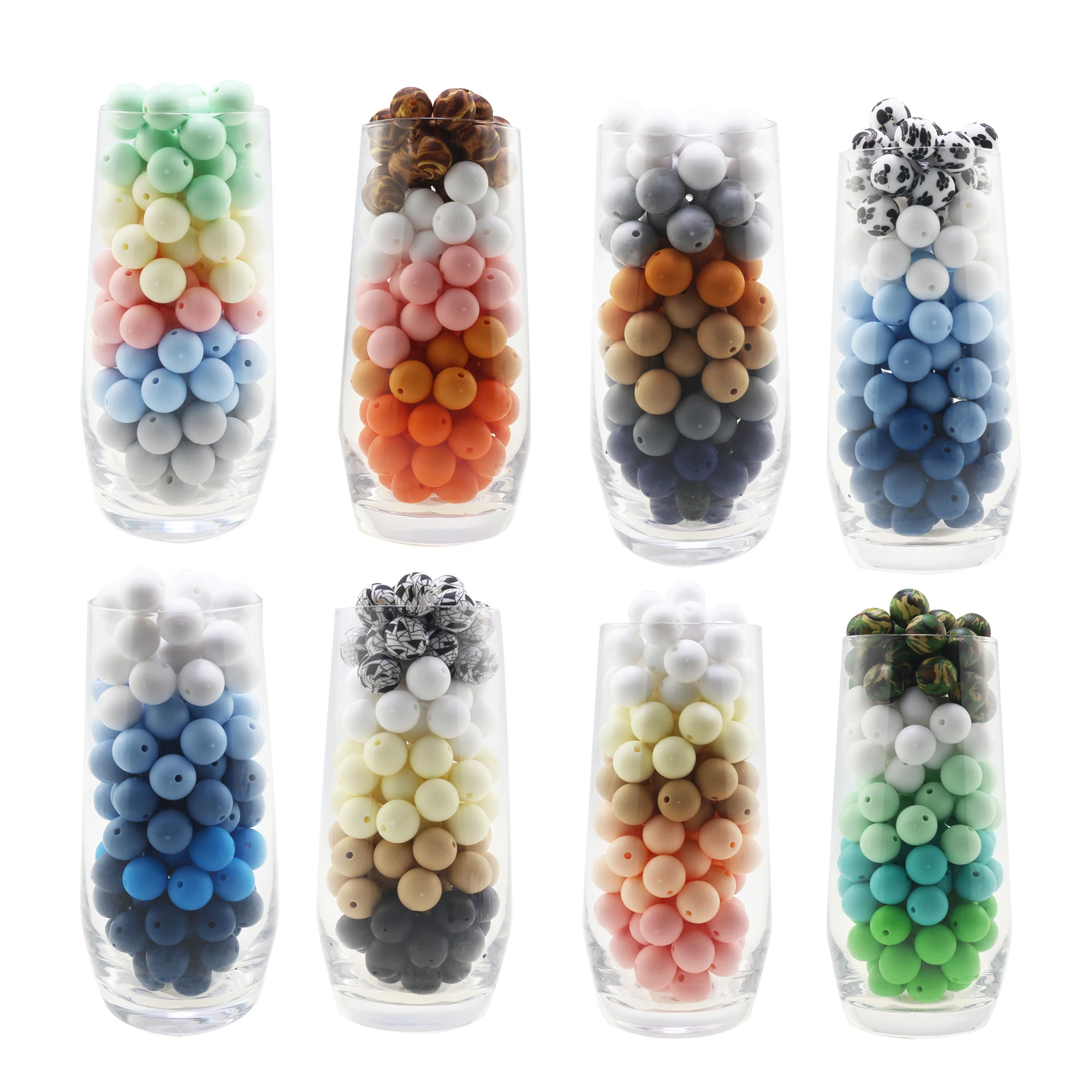 15mm 20pcs Silicone Beads Food Grade Silicone Teether Round Beads Baby Chewable Teething Beads Silicone Teether For Diy