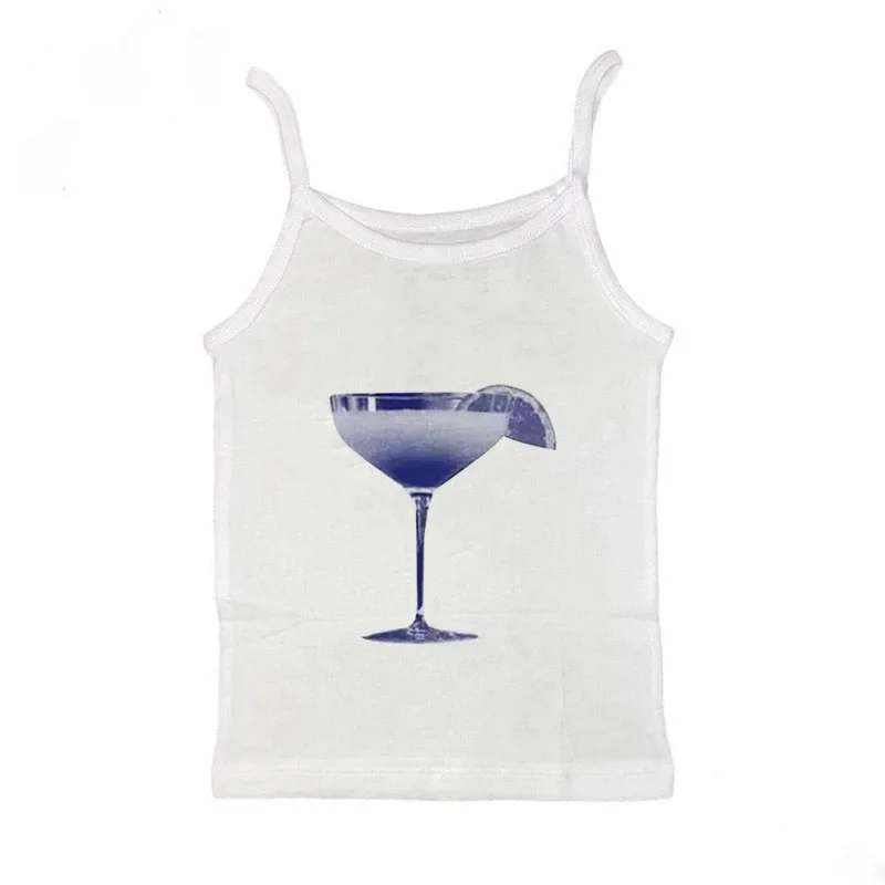 2024 Graphic Summer Sexy White Crop Tops Women Sleeveless T-Shirt Fitness Sport Vest Tank Top Simple Thin Camisole Female Y2k