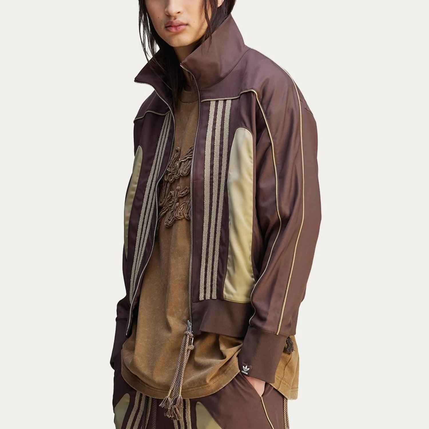 Jaqueta esportiva masculina Adidas Originals com zíper e gola alta JN0740