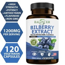 Balincer Bilberry Extract Supplement 1200mg - Supports eye and skin health - Normal triglyceride levels, non-GMO