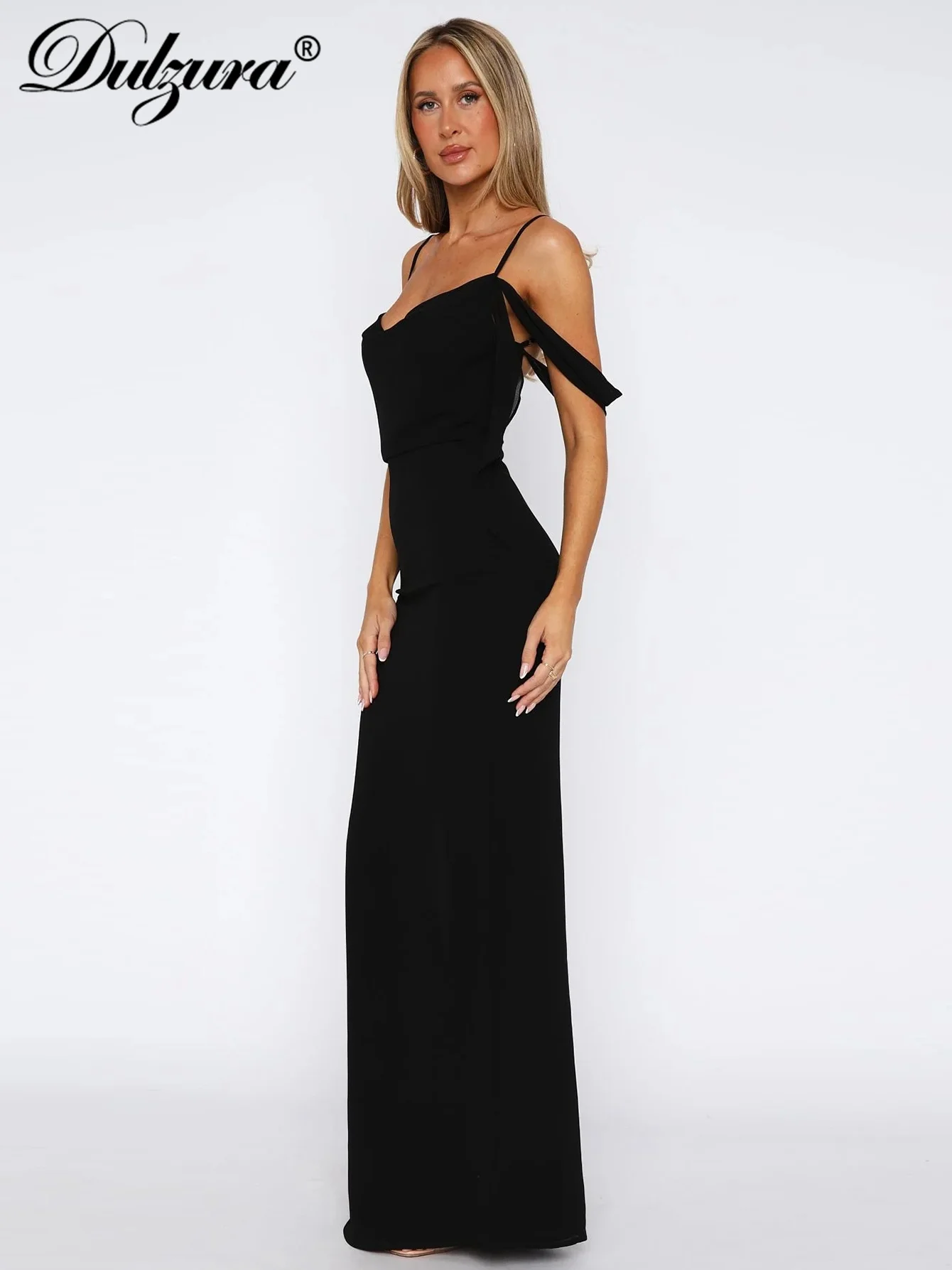 Dulzura senza maniche senza schienale aderente con spacco laterale in rete Cami Maxi abito solido sexy elegante abito lungo Party Club Prom abiti estivi