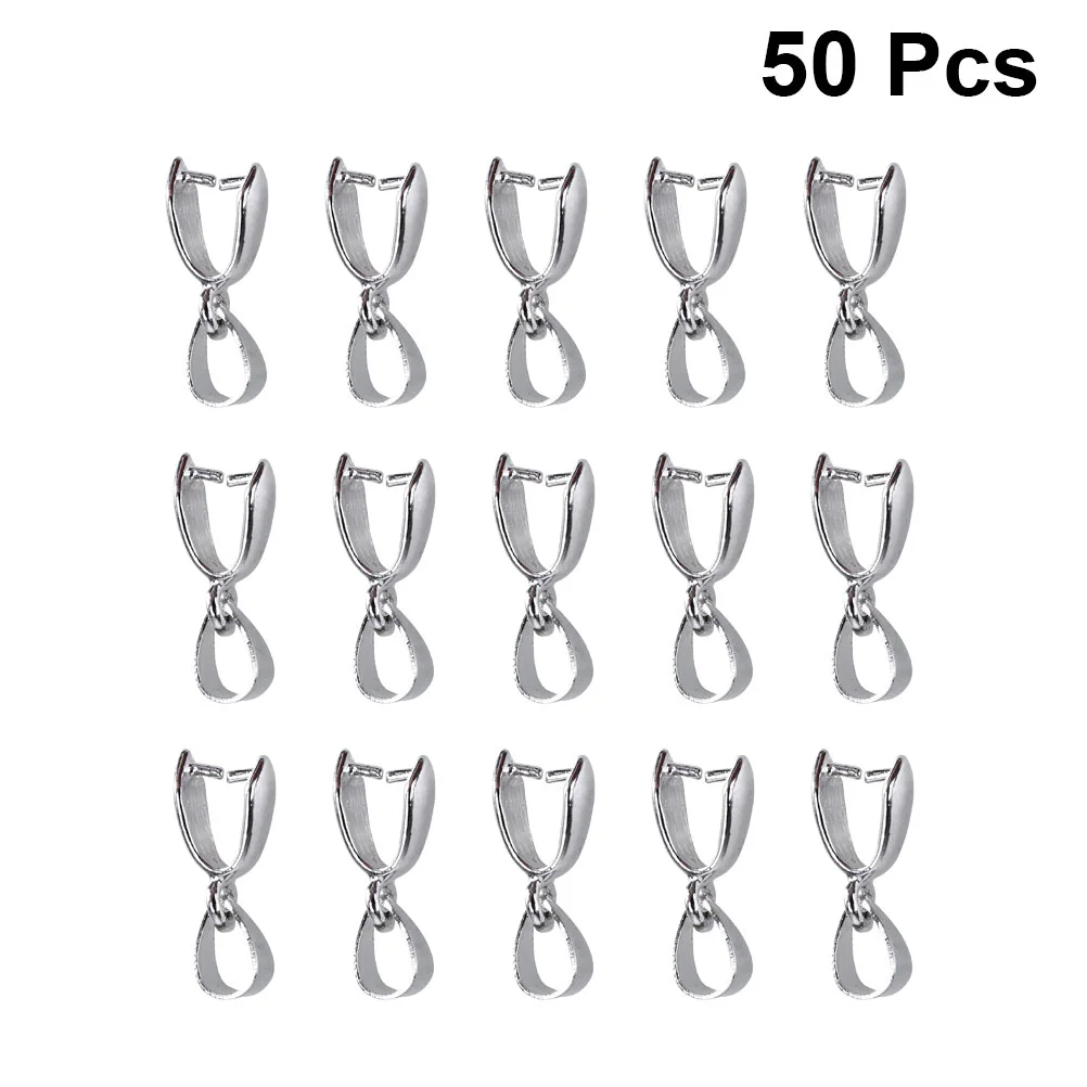 

50 Pcs Jewelry Bail Clasp Beads for Bracelets Metal Pinch Clip Pendant Connector Bails