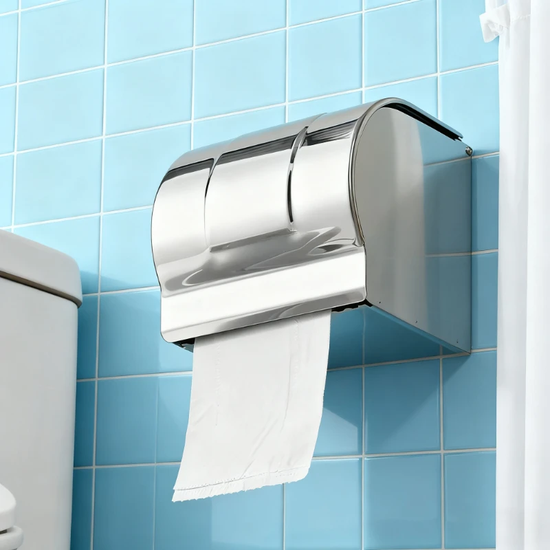 

Silver Tissue Box Paper Towel Waterproof Tissue Holder Toilet Paper Holder Paper Towel Holders Bathroom Accessories Home Decor