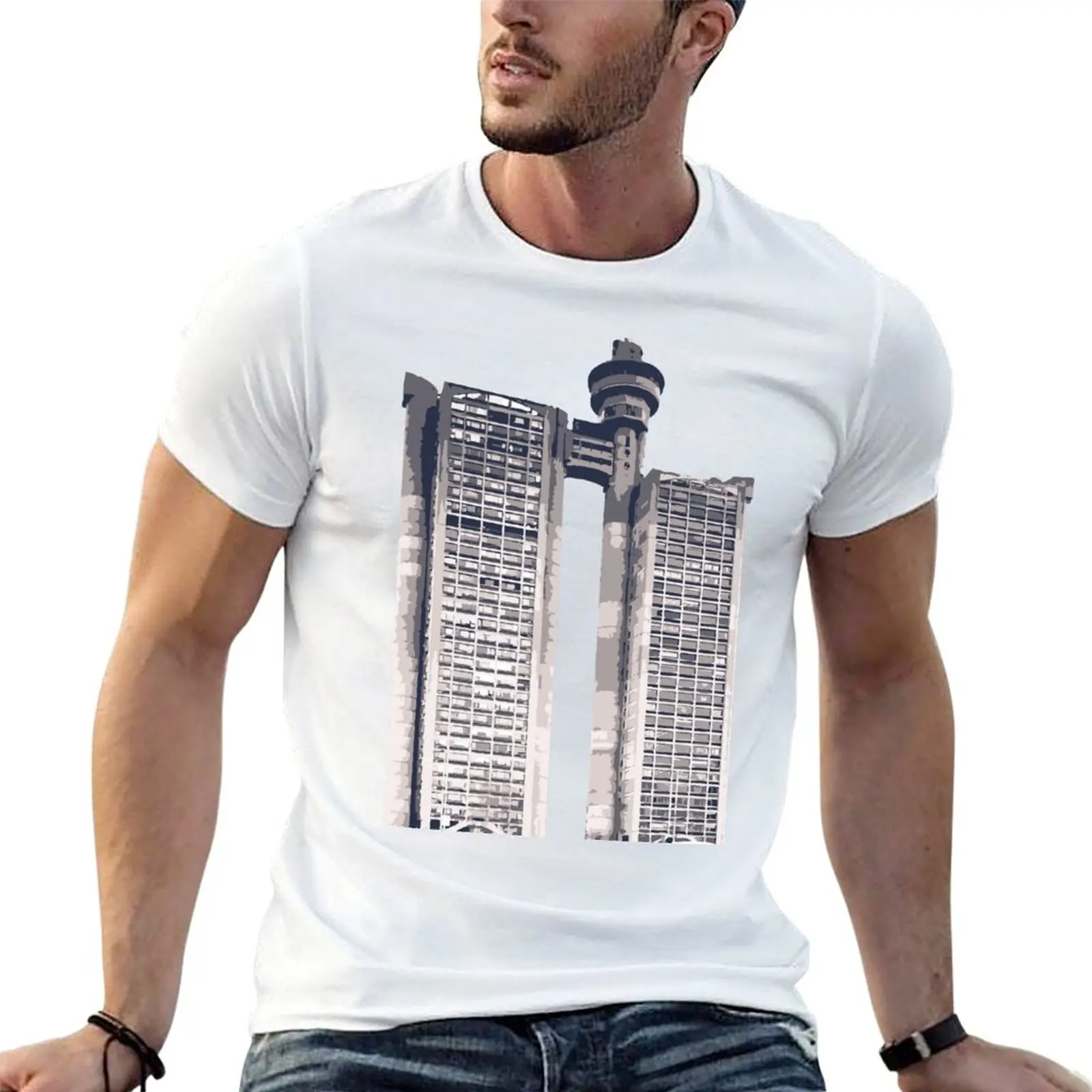 Belgrade - Western City Gate minimal, Serbia T-Shirt Large Size Casual Tee Shirt