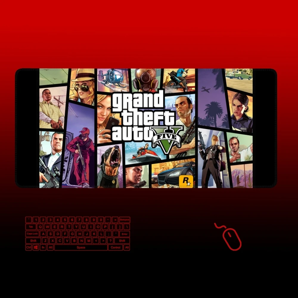 Grand Theft Auto V Mouse Pad Gamer Large Rubber Art Gaming Mouse Pad Locking cartoon Edge Big Computer Mousepad Laptop Desk Mat