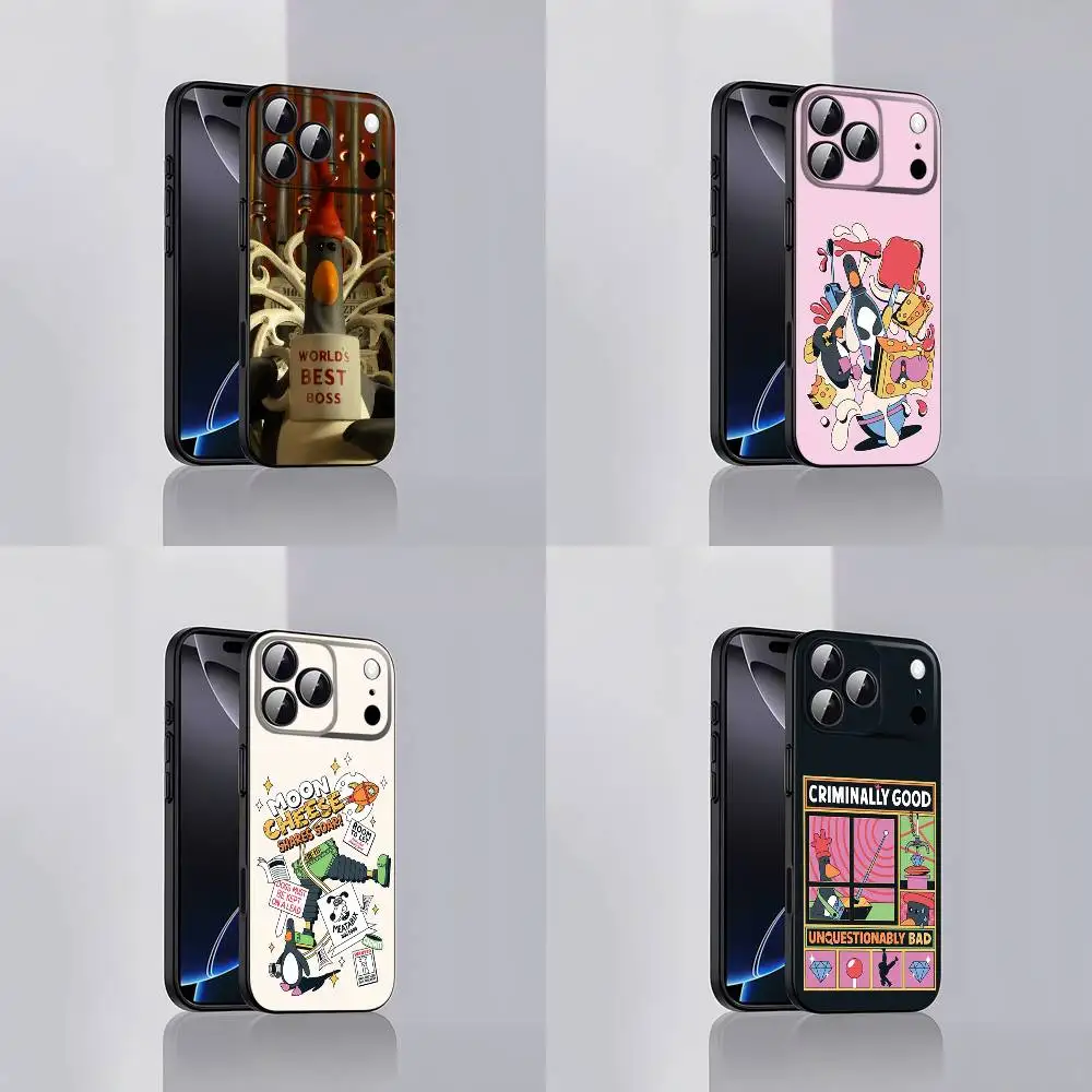 حافظة هاتف W-Wallace F-Feathers G-Gromit M-Macgraw لهاتف iPhone 17,16,15,14,13,12,Pro,Max,Plus,E,SE4,Air,Mini Black Soft Cover