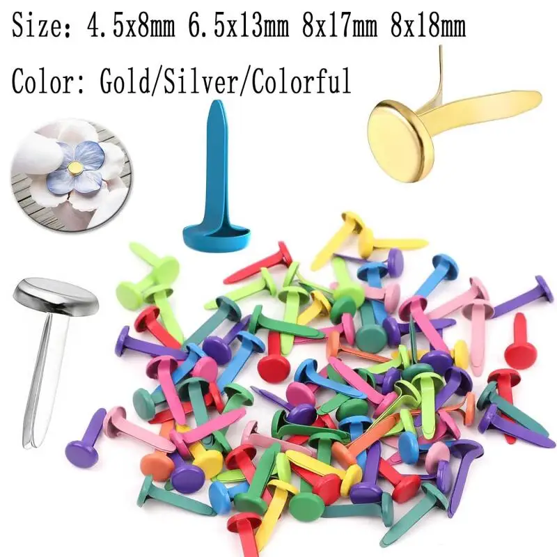 100 Stück 4,5 mm/6,5 mm/8 mm runde Mini-Brads aus Metall, Nieten, Spike für Scrapbooking, Verzierung, Verschluss, DIY, handgefertigtes Bastelzubehör