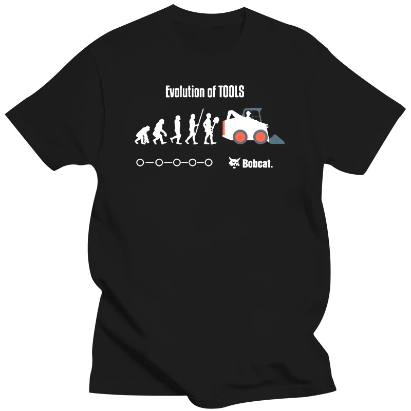 Classic Evolution Of Tools Bobcat Tractor Heavy Equipment T Shirt Mens Tops 011023