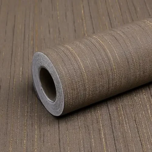 Brown Grasscloth Peel and Stick Wallpaper Vintage Texture Removable Waterproof Wallpaper for Room Walls, Cabinets