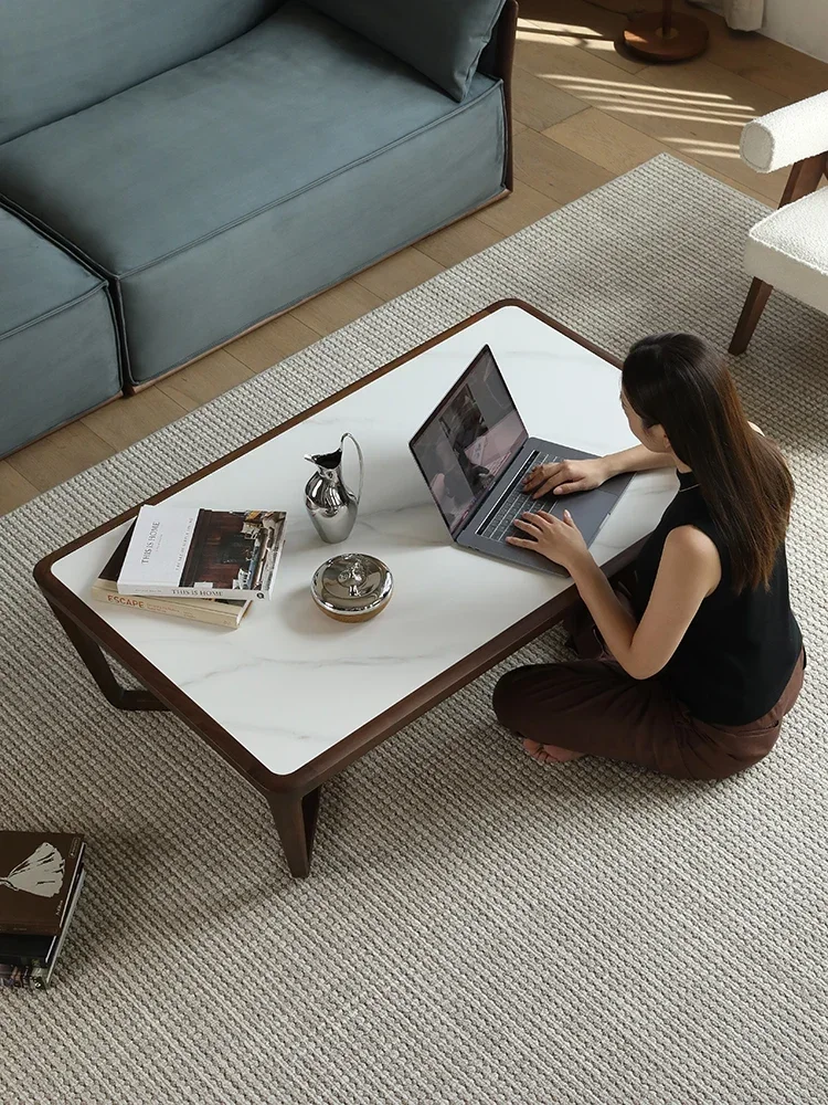 Coffee Table Minimalist Stone Plate Tea Table Living Room Home Solid Wood Tatami Tea Table