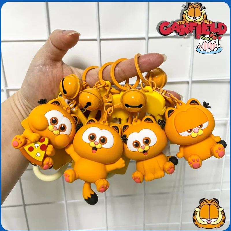 Garfield Boneca Chaveiro com Animal Dos Desenhos Animados, Figura Anime Bonito, Brinquedo de PVC, Decoração Chave do carro e Mochila, Chaveiro Pingente, Presentes Casal