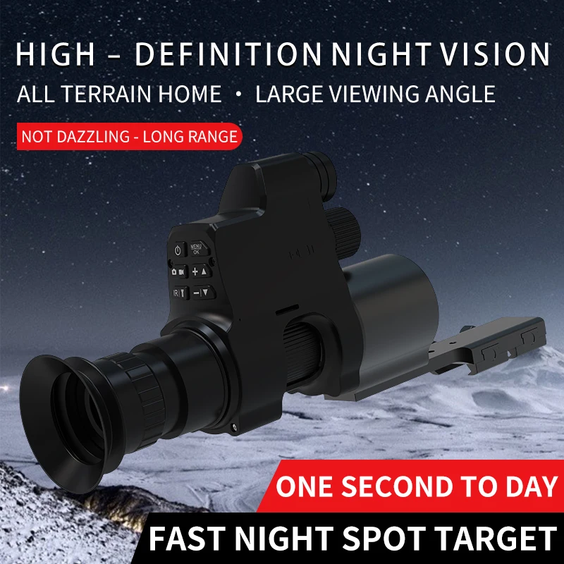 NV4B Clip-on Monocular Night Vision Scope Device Round Screen 4X Zoom HD 1080P Video Camera Night Hunting IR 300m all black