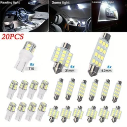 20Pcs For Car Trunk Dome License Plate Lamps 6000K LED Interior Lights Bulbs Kit