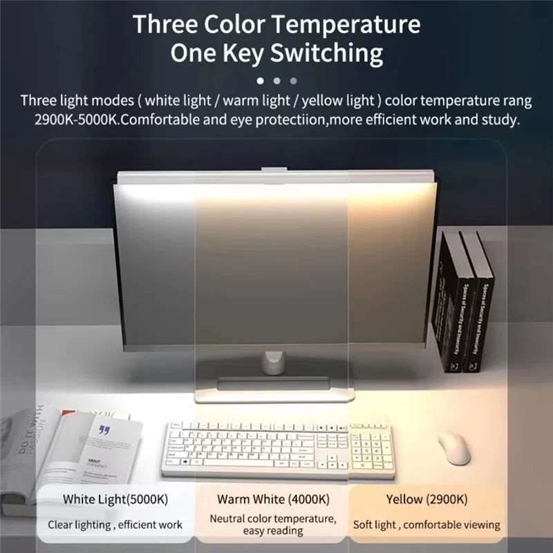 

A03F-USB Computer Monitor Light Bar, Screen Hanging LED Desk Lamp For Reading, Study, Office Work, Adjustable Brightness