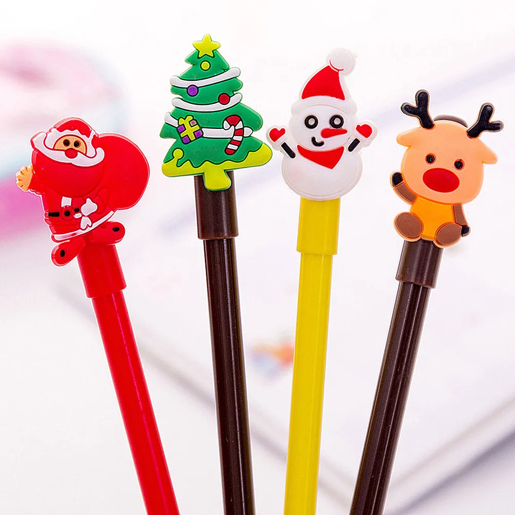 20pcs Christmas Gel Pens for Kids – Santa Snowman Elk Tree Designs, Smooth Writing School Stationery