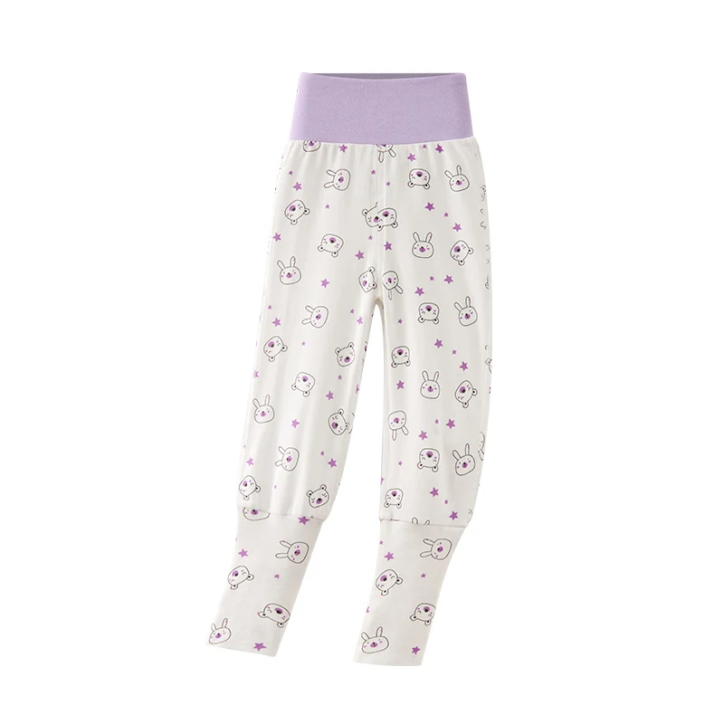 Children Footed Sleep Pants Spring Autumn Cotton Long Trousers  High-waisted Belly-protecting  Sleepwear Trousers Pyjamas Pants