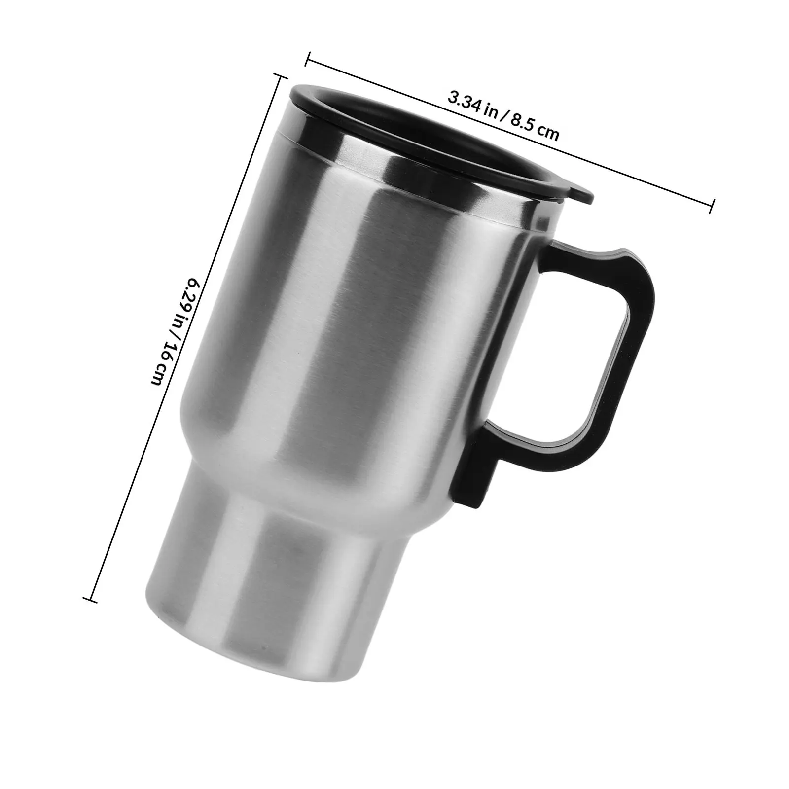 12V Car Electric Heating Cup Stainless Steel Insulated Travel Mug with Leak-Proof Lid for Hot Drinks on-The-Go Keeps Beverage
