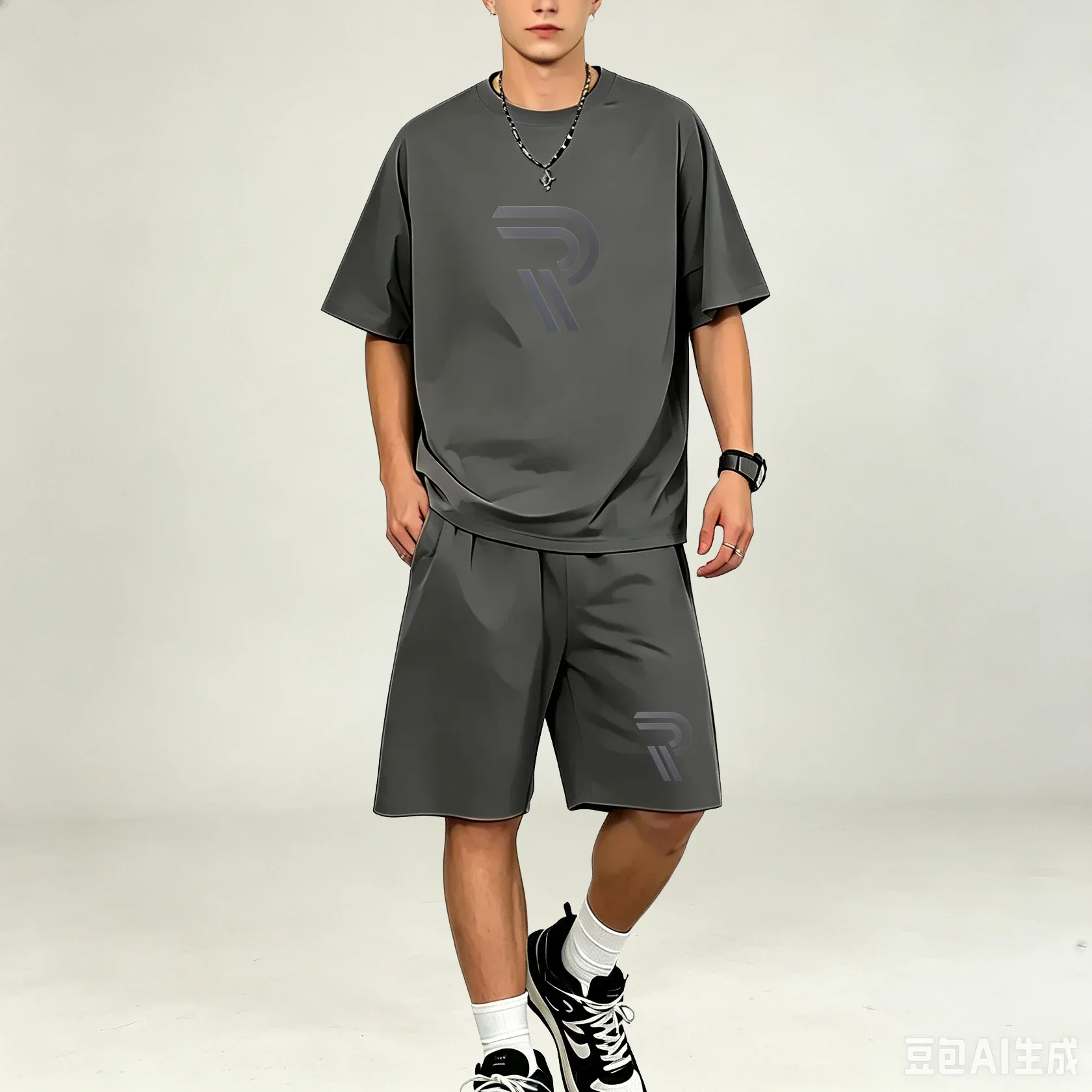 Summer Men T-Shirts Sets Quick Dry Suit 2 Piece Crew Neck Simple Print Short Sleeve TShirt Drawstring Shorts Soft Male Daily Set