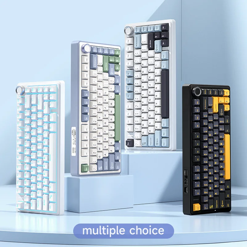 Three Mode Mechanical Keyboard Keys Hot Swappable Gasket Mount Rgb Wireless Bluetooth G Usb-C Wired Pbt Keycaps Gaming Office
