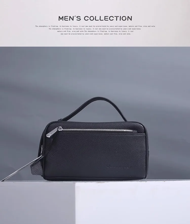 

New Style Men's Top-Grain Leather Clutch Bag - Soft, Trendy, Business & Casual