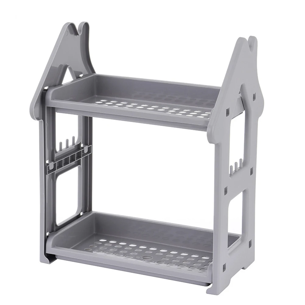 

Three Layers Multifunctional Plastic Storage Rack Desktop Condiments Organizer Holder Shelf for Bathroom Kitchen (Dark